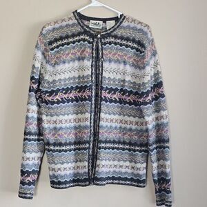 Northern Reflections M‎ Vtg Wool Blend Fisherman Grandmacore Striped Sweater